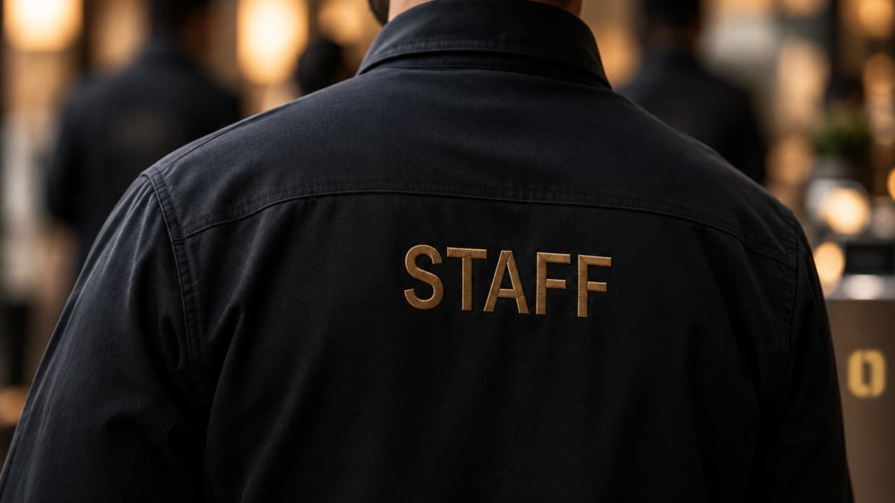 Staff member at a property entrance
