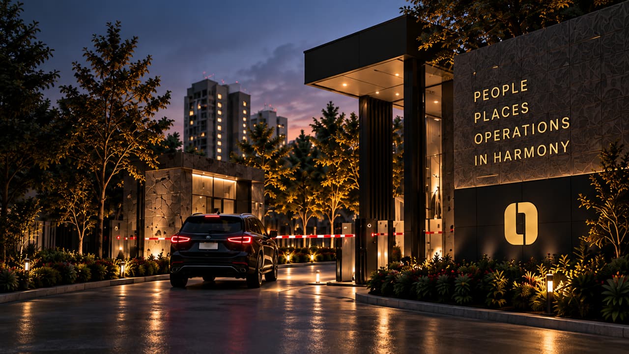 Security gate and entrance at a modern property